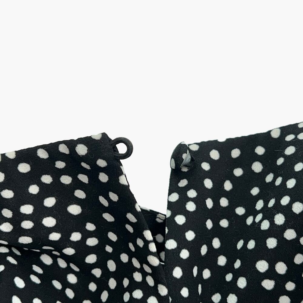 LOFT Polka Dot Long Sleeve 1/2 Button Up Blouse Top (Black/White | Size S) - Picture 7 of 8